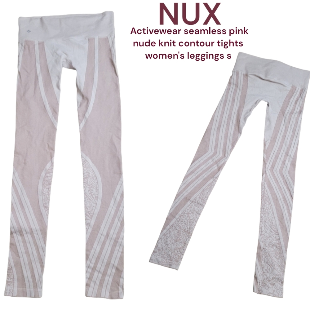 Nux Activewear seamless knit contour compression tights blush nude women's S